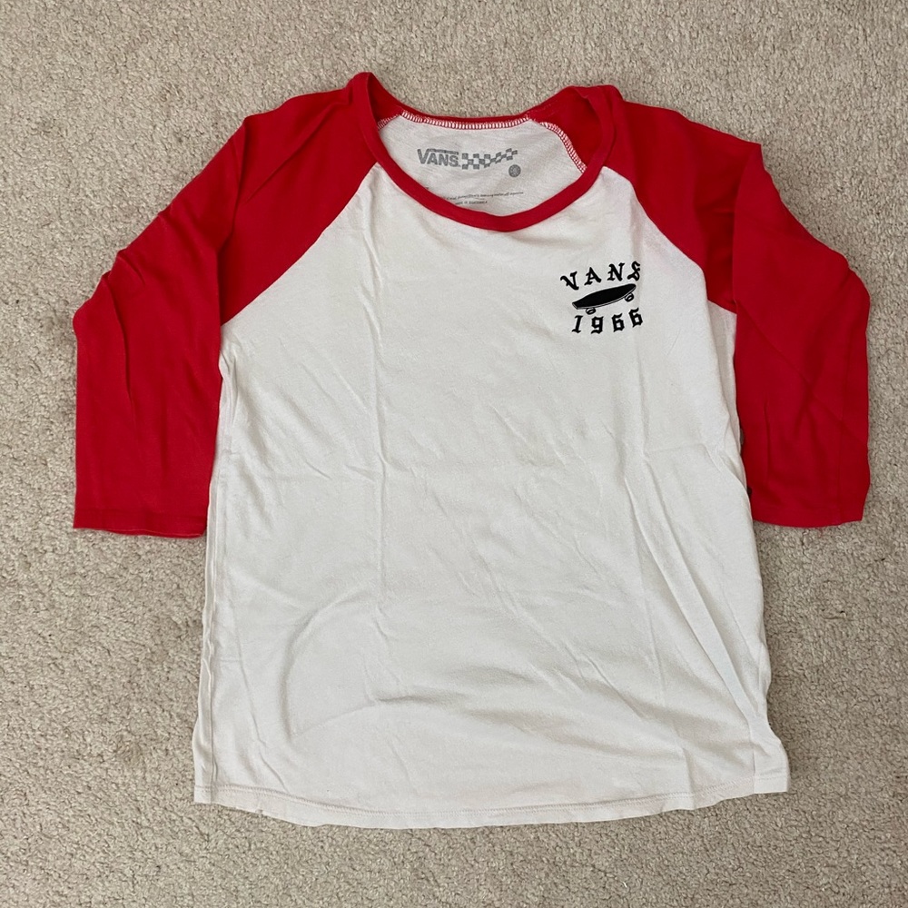 Vans Red & White Baseball Tee